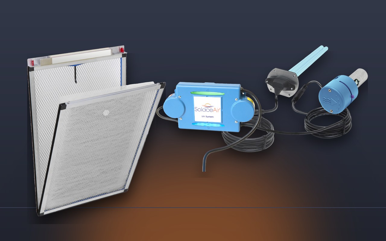 Dynamic Air IAQ 3000 package: AirRanger polarized-media air cleaner and Active BioForce Defender UVC and UVV system
