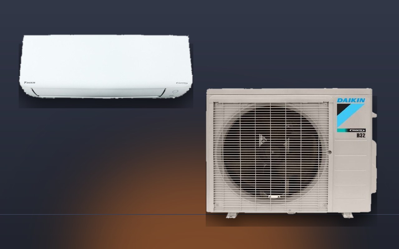 Daikin wall-mounted mini-split indoor unit with side-discharge heat pump outdoor unit