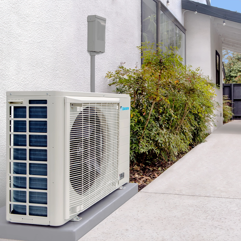 New Daikin air conditioning unit being installed in a residential home