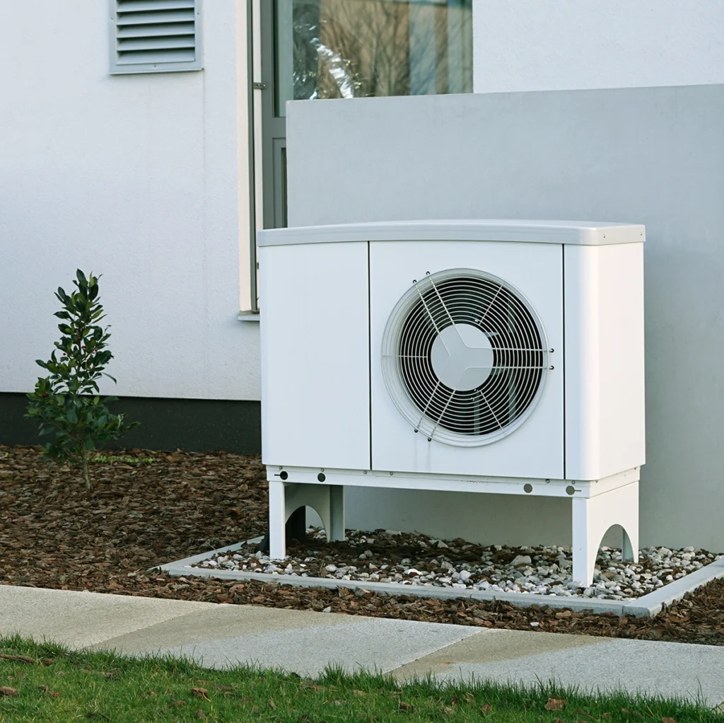 Residential heat pump system shown as part of a heat pump vs furnace comparison